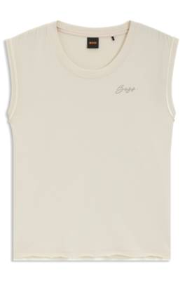 Cotton-jersey top with crystal logo 1