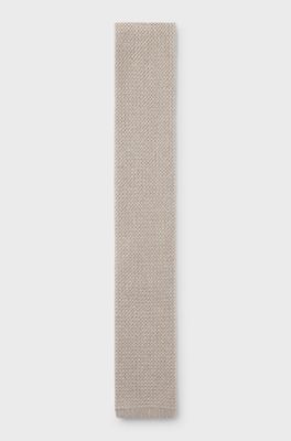 Silk tie with piqu&eacute; knit, Beige