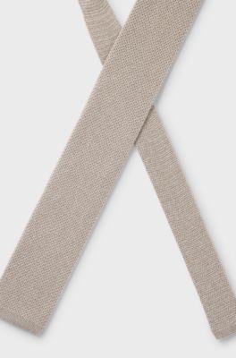 Silk tie with piqu&eacute; knit, Beige
