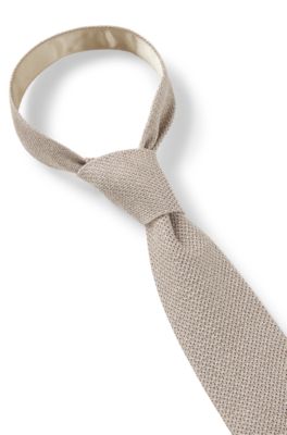 Cravatta in seta con lavorazione piqu&eacute;, Beige