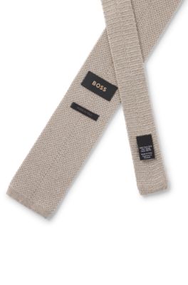 Cravatta in seta con lavorazione piqu&eacute;, Beige