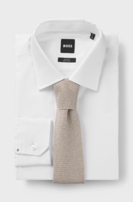 Silk tie with piqu&eacute; knit, Beige
