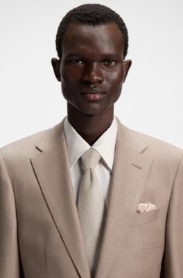 Silk tie with piqu&eacute; knit, Beige