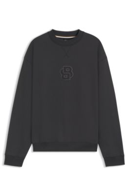 Cotton-terry sweatshirt with Double B monogram, Dark Grey