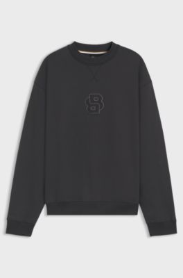 Cotton-terry sweatshirt with Double B monogram, Dark Grey