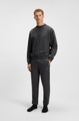 Cotton-terry sweatshirt with Double B monogram, Dark Grey