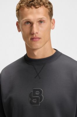 Cotton-terry sweatshirt with Double B monogram, Dark Grey