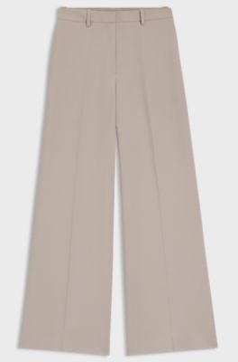 Regular-fit trousers with wide leg, Light Beige