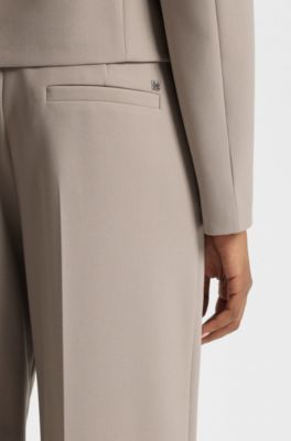 Regular-fit trousers with wide leg, Light Beige
