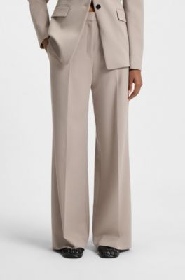 Regular-Fit Hose mit weitem Bein, Hellbeige