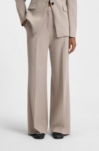 Regular-fit trousers with wide leg, Light Beige