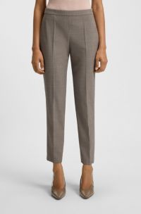 Fein gemusterte Regular-Fit Hose aus Woll-Mix, Gemustert