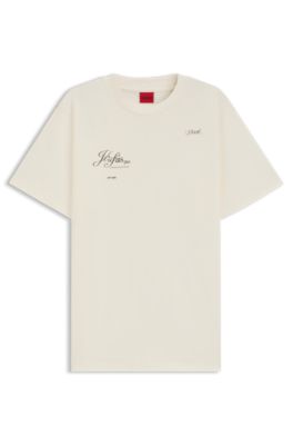 Cotton-jersey T-shirt with Parisian graphic print, White