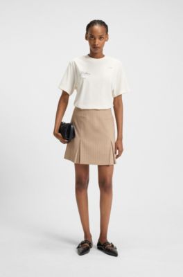 Cotton-jersey T-shirt with Parisian graphic print, Natural