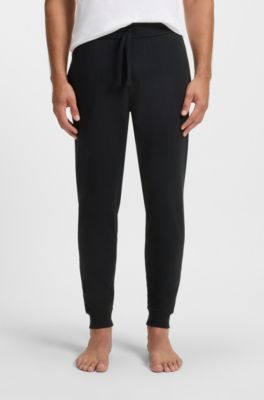Cotton-terry tracksuit bottoms with logo print, Black