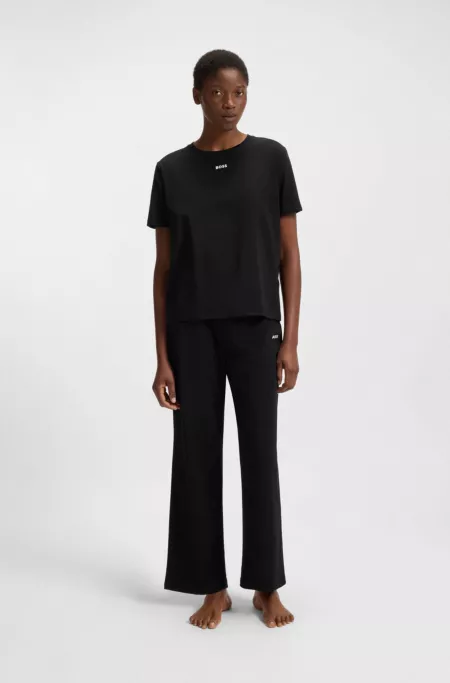Stretch-cotton pyjamas with logo details