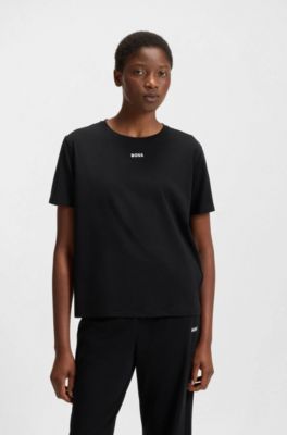 Pijama em algod&atilde;o el&aacute;stico com detalhes de log&oacute;tipo, Black