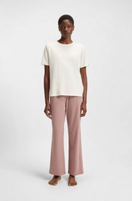 Stretch-cotton pyjamas with logo details, Natural