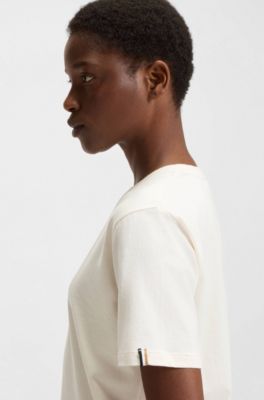 Stretch-cotton pyjamas with logo details, Natural