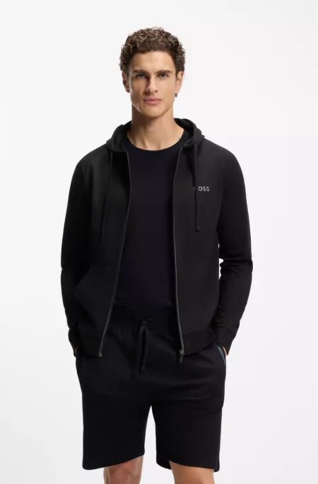 Cotton-terry hoodie with contrast zip