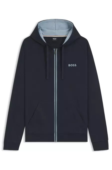 Cotton-terry zip-up hoodie with contrast details