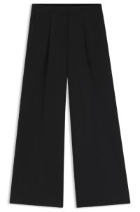 Pantalones de pernera ancha en tejido el&aacute;stico, Negro