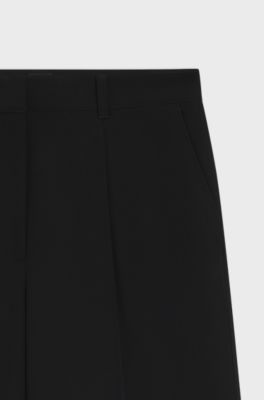 Wide-leg trousers in stretch fabric, Black