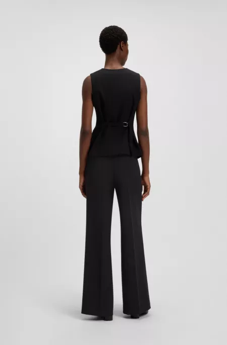 Wide-leg trousers in stretch fabric