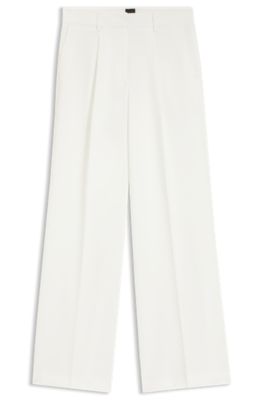 Hose aus Stretch-Gewebe mit weitem Beinverlauf, Wei&szlig;