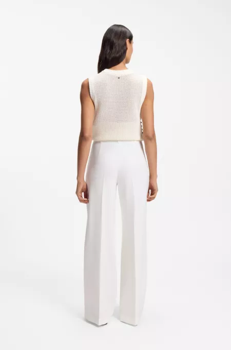 Wide-leg trousers in stretch fabric