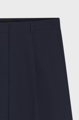 Wide-leg trousers in stretch fabric, Dark Blue