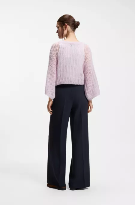 Wide-leg trousers in stretch fabric