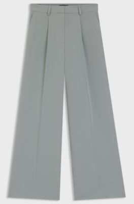 Pantalon Wide en tissu stretch, Gris chin&eacute;