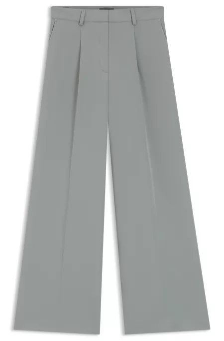 Wide-leg trousers in stretch fabric