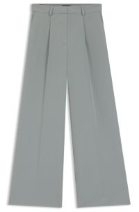 Wide-leg trousers in stretch fabric, Light Grey