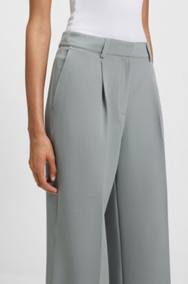 Wide-leg trousers in stretch fabric, Light Grey