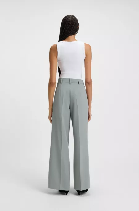 Wide-leg trousers in stretch fabric