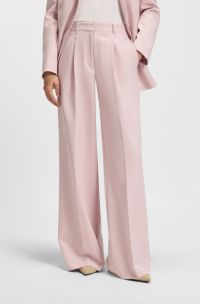 Wide-leg trousers in stretch fabric, light pink