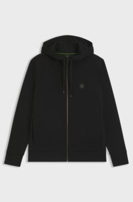 Relaxed-fit cotton-blend hoodie with Double B monogram, Black