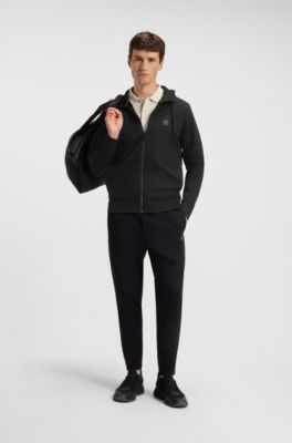 Relaxed-fit cotton-blend hoodie with Double B monogram, Black