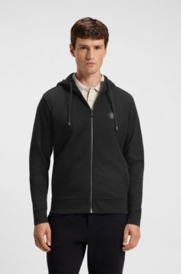 Relaxed-fit cotton-blend hoodie with Double B monogram, Black