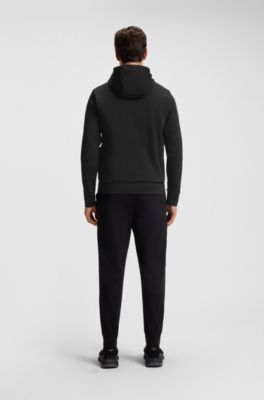 Relaxed-fit cotton-blend hoodie with Double B monogram, Black