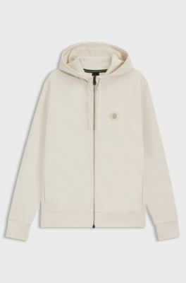 Relaxed-fit cotton-blend hoodie with Double B monogram, Natural