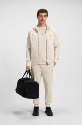 Relaxed-fit cotton-blend hoodie with Double B monogram, Natural