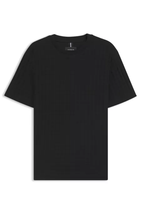 Porsche x BOSS houndstooth-patterned T-shirt in mercerised cotton