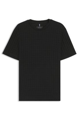 Porsche x BOSS houndstooth-patterned T-shirt in mercerised cotton