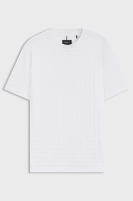 Porsche x BOSS houndstooth-patterned T-shirt in mercerised cotton, White