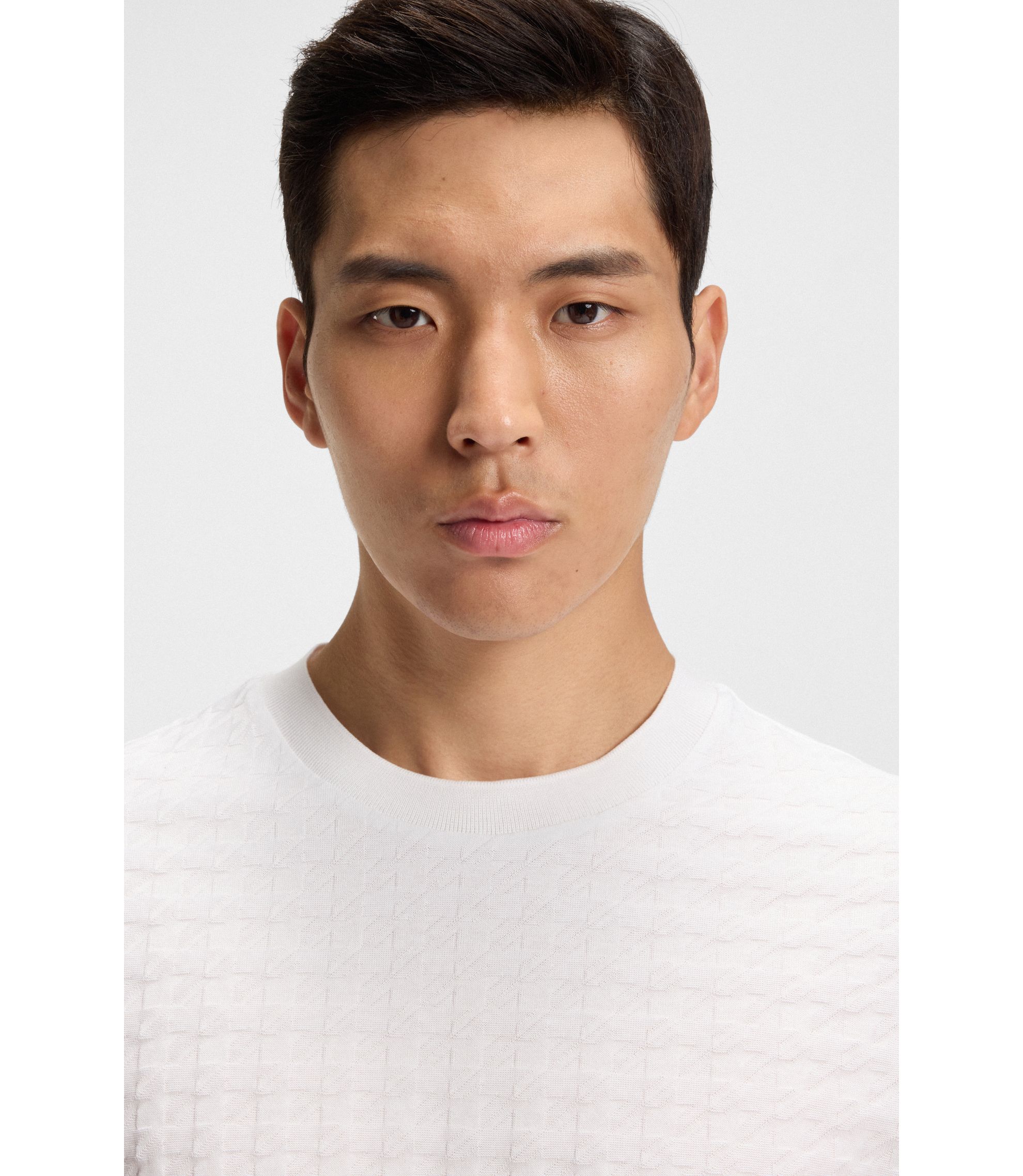 BOSS - Porsche x BOSS houndstooth-patterned T-shirt in mercerised