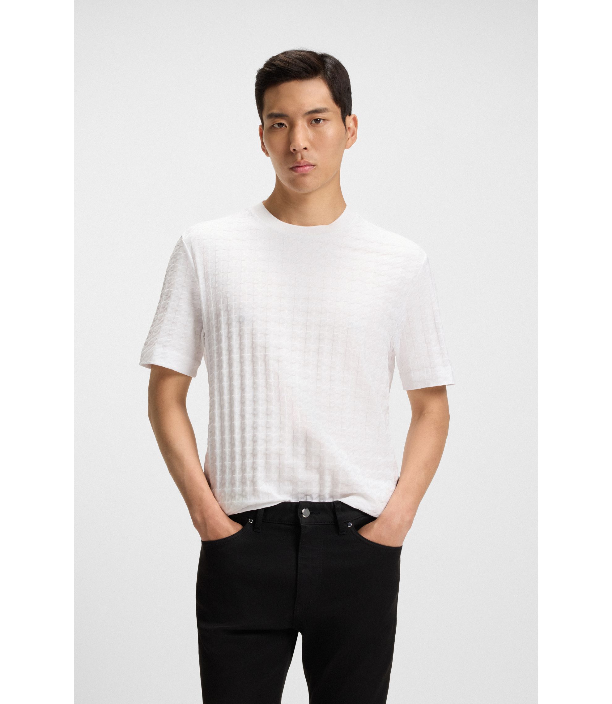 トップス 26SS Work Shirt-CL Houndstooth BOSS - Porsche x BOSS houndstooth-patterned T-shirt in mercerised