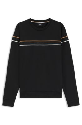 Cotton-terry sweatshirt with signature stripe, Black